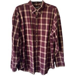 St John’s Bay  Men’s Flannel Shirt Maroon Yellow Gold Plaid XL